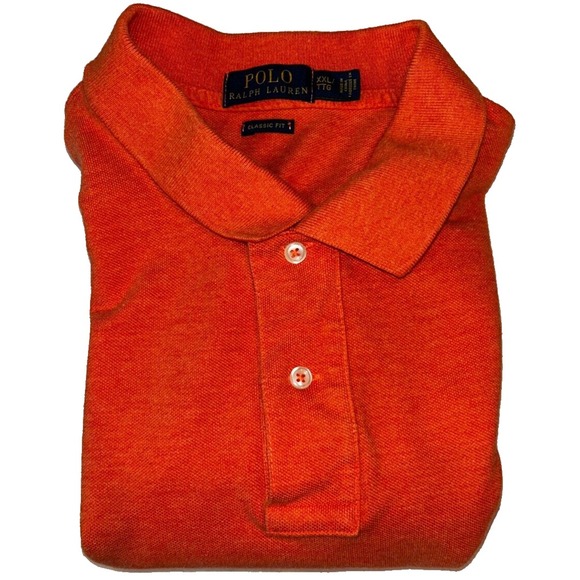 Polo Ralph Lauren XXL Men's Shirt Custom Fit‎ Orange, Embroidered Blue Pony - Picture 1 of 5